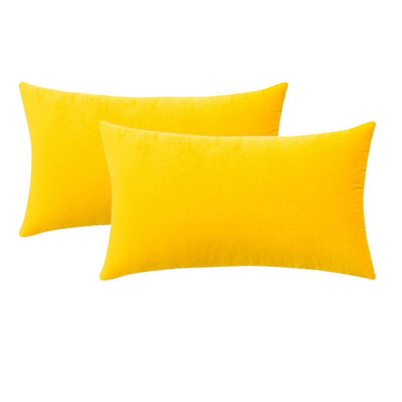 Ensemble de 2 housses de coussin en velours, Jaune, Non