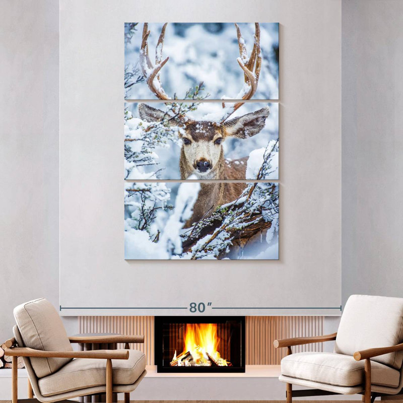 Brampt Winter Mule Deer, 74" H x 48" W