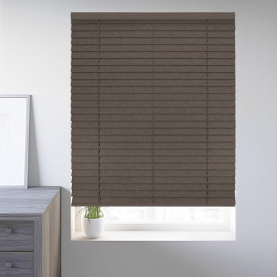 Custom Cordless 2” Inch Faux Wood Blinds with Handcrafted Textured Wood Grain and Valance – Premium Foam Wood Design