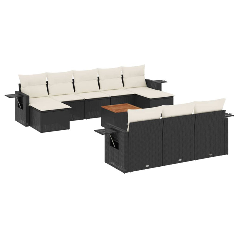 Vidaxl Garden Sofa Set Black, Cream White