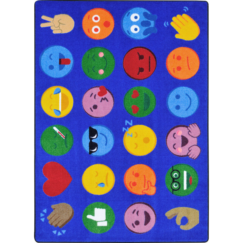 Tapis bleu touffeté à motif géométrique, Rectangle 2 pi 8 po x 3 pi 10 po
