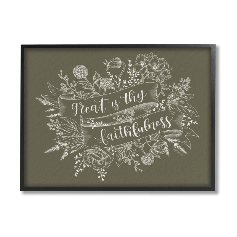 Bordure botanique «Great Is Thy Faithfulness» par Imperfect Dust - impression, L 30 po x H 24 po, Giclée encadrée noir minuit