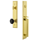 Carré Handleset with Single Cylinder Deadbolt and Lyon Door Knob and Rosette