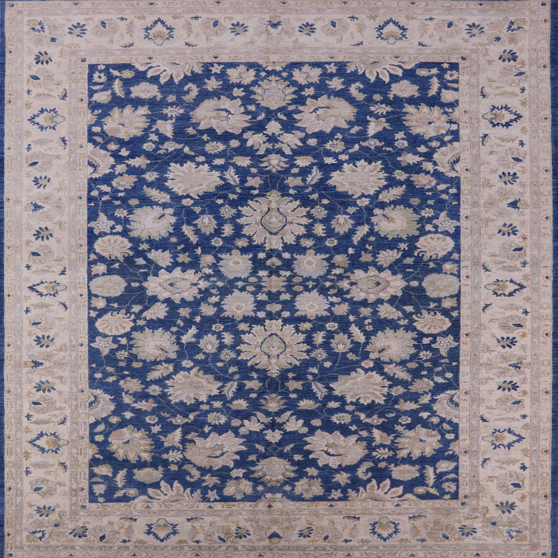 Tapis oriental beige / bleu Lucida, Carré 8 pi