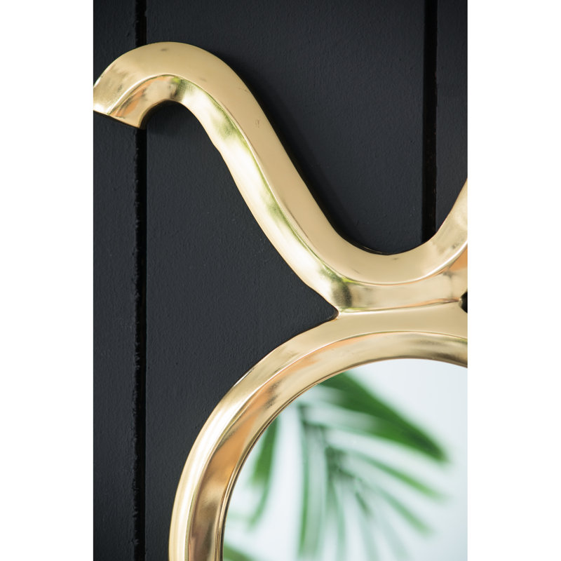 Miroir rond doré de 12,5 po x 16 po - Cadre mural moderne en aluminium pour le salon, le vestibule et le couloir