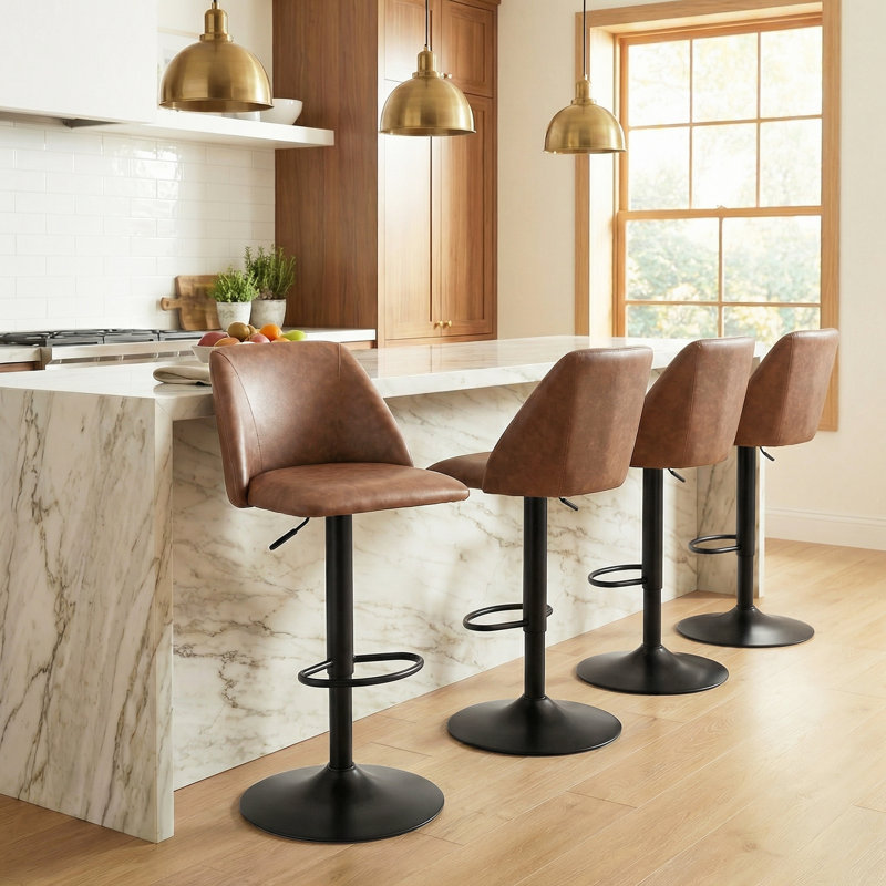 Chaise de bar pivotante à hauteur réglable, Brown