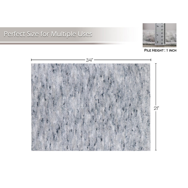 Cloud Comfort 100% Polyester Microfiber Bathroom Rug, Water Absorbent Soft Shaggy Bath Rug, Gray, Single - 21" L x 34" W