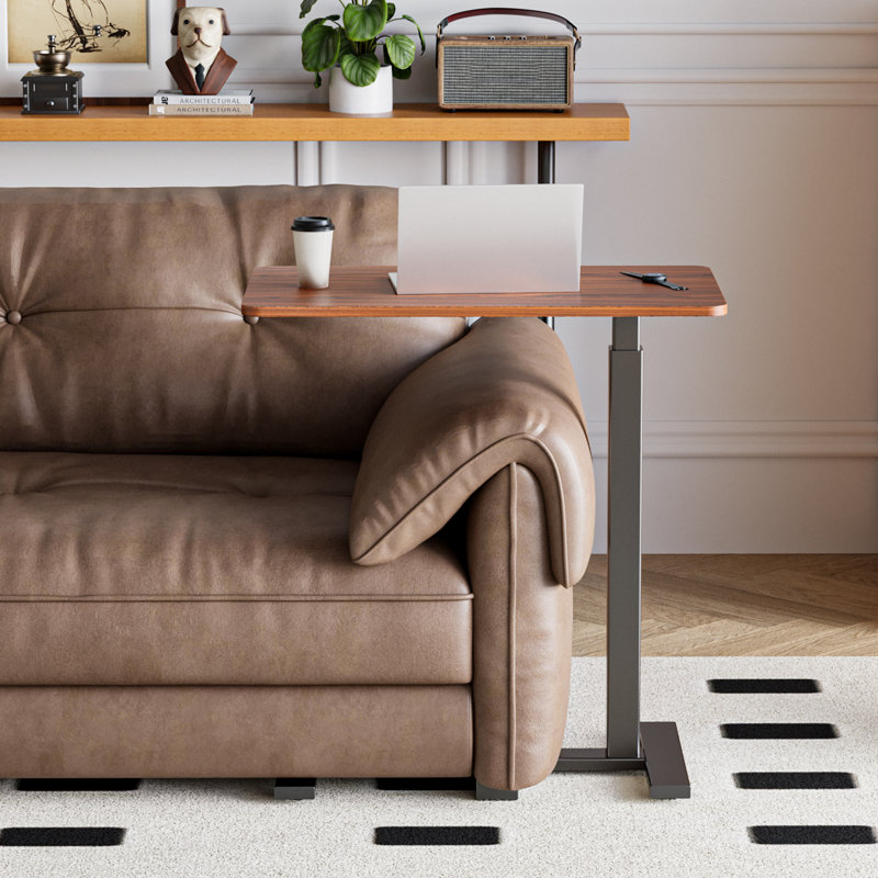 Multi-Function Adjustable and Movable Overbed Table with Hidden Casters, Brown/Black