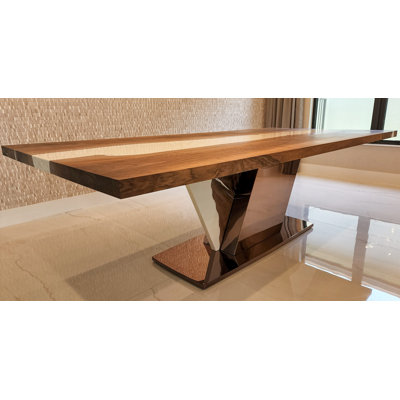 Evandros Walnut Metal Base Dining Table