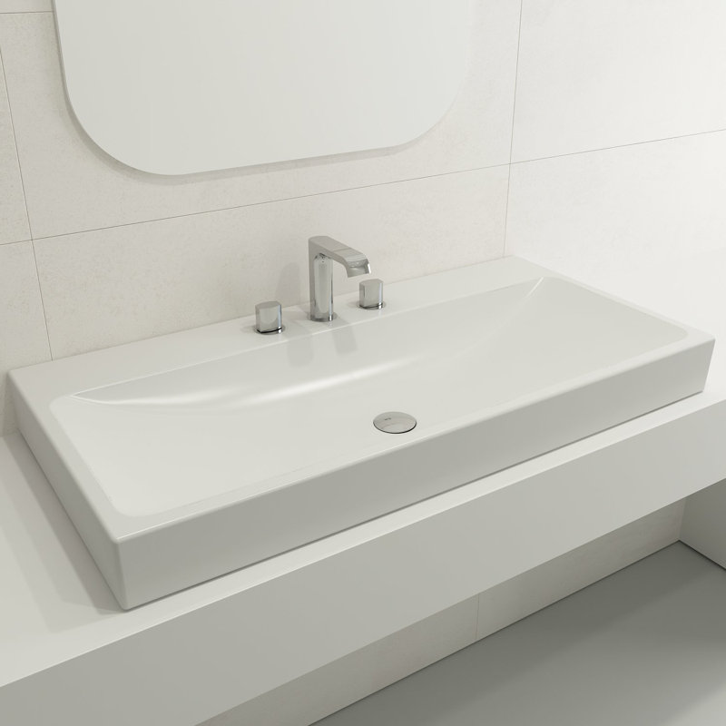 Scala Arch 39.76'' L Bathroom Sink, Matte White, Single-Hole