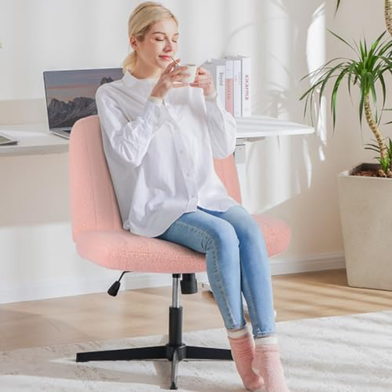 Chaise de bureau Criss Cross Cross Legless, Pink Fabric, No
