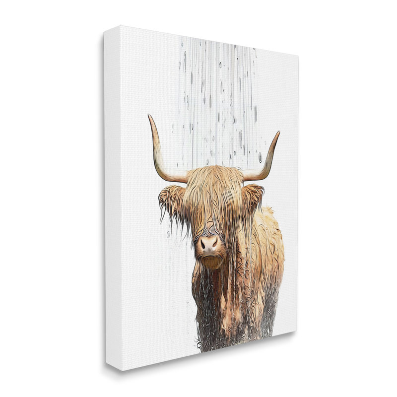 «Highland Cow Bathroom Splash» par Annalisa Latella, reproduction sur toile, H 30 po x l 24 po x P 1,5 po