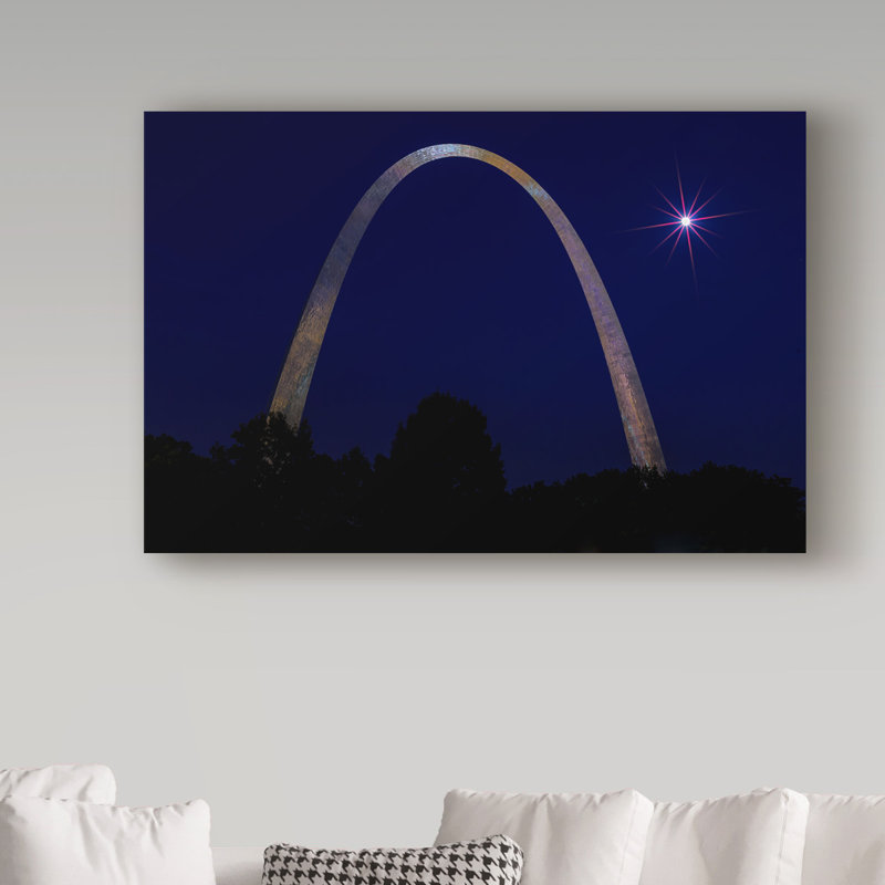 Fillmer 'St. «Louis Arch with Starburst Moon», reproduction de photo sur toile tendue, H 12 po x l 19 po x P 2 po