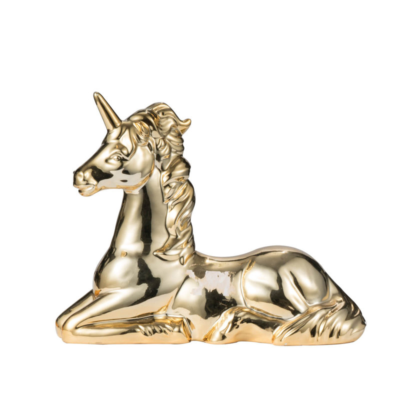 Figurine licorne 11 x 4,5 x 9 po, doré
