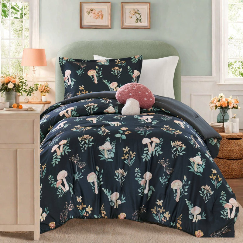 Ensembles de literie certifiés en microfibre, champignon floral simple pour la maison