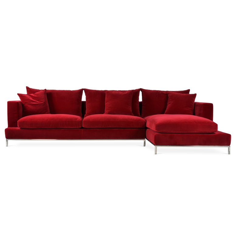 Simena 122" Wide Sectional, Right Hand Facing, Velvet Red