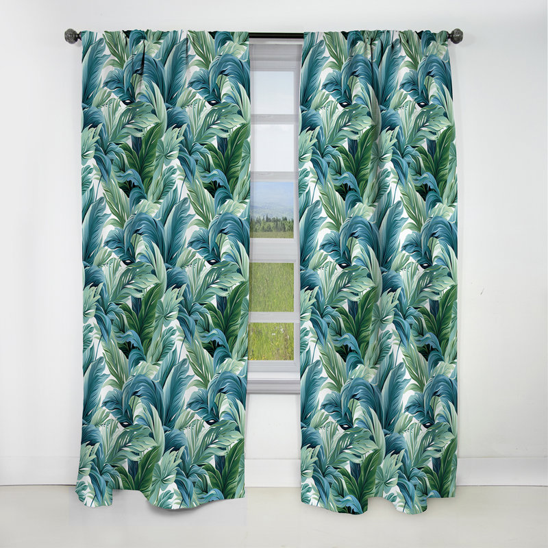 Azure Breeze Tropical Pattern - Floral Curtain - Blackout Floral Curtain - 1 Panels, 52" W x 95" L