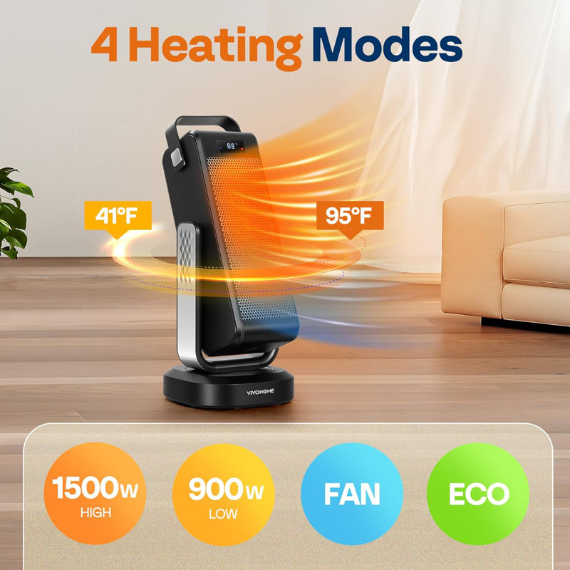 1500w Electric 3d Oscillating Portable Space Heater