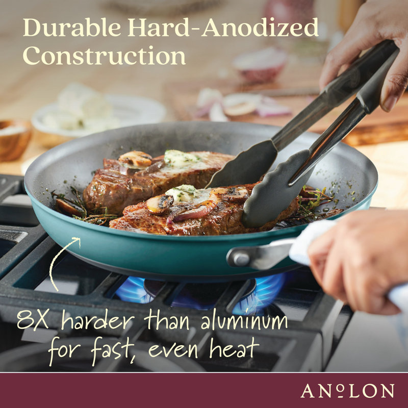 Anolon Achieve Hard Anodized Nonstick Frying Pan / Skillet, 12", Teal