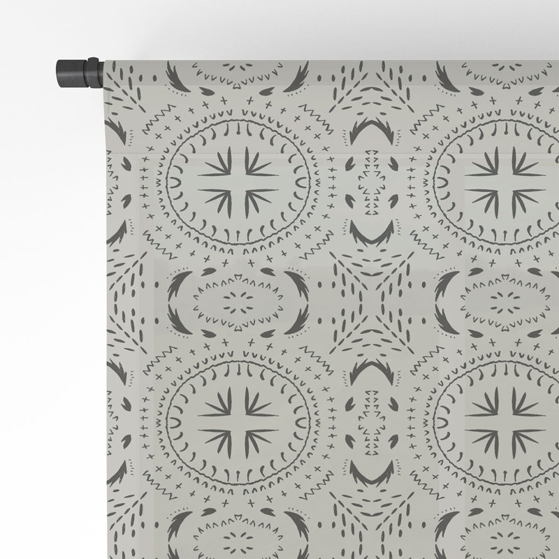 Panneau de rideau transparent à motif de carreaux de fenêtre Ladala Holli Zollinger, Blanc / Noir
