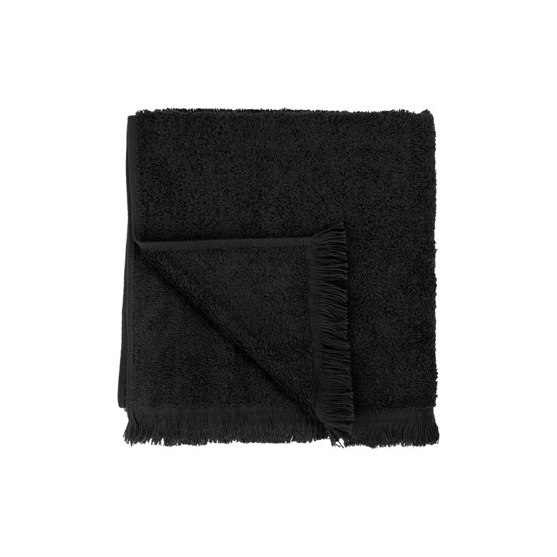 FRINO 100% Organic Cotton Hand Towel - Fringed, Black