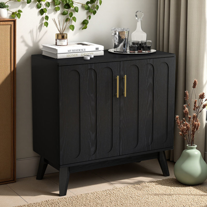 Buffet avec tablettes réglables et pieds en bois massif de style Mid-Century