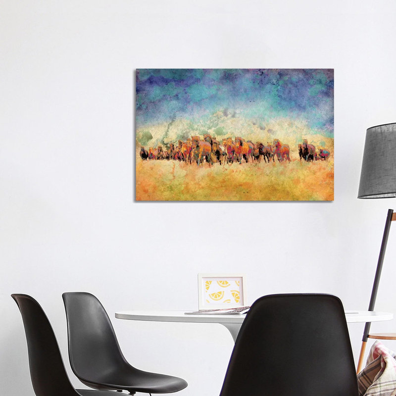 Horse Herd Wrapped Canvas Wall Art, 101.6 cm H x 66.04 cm W