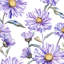 Papier peint floral aquarelle aster mauve pelez et collez fleurs sauvages