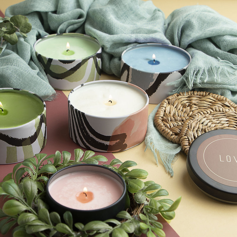 Painted Illustration Aluminum Tealight Candle Holder Set