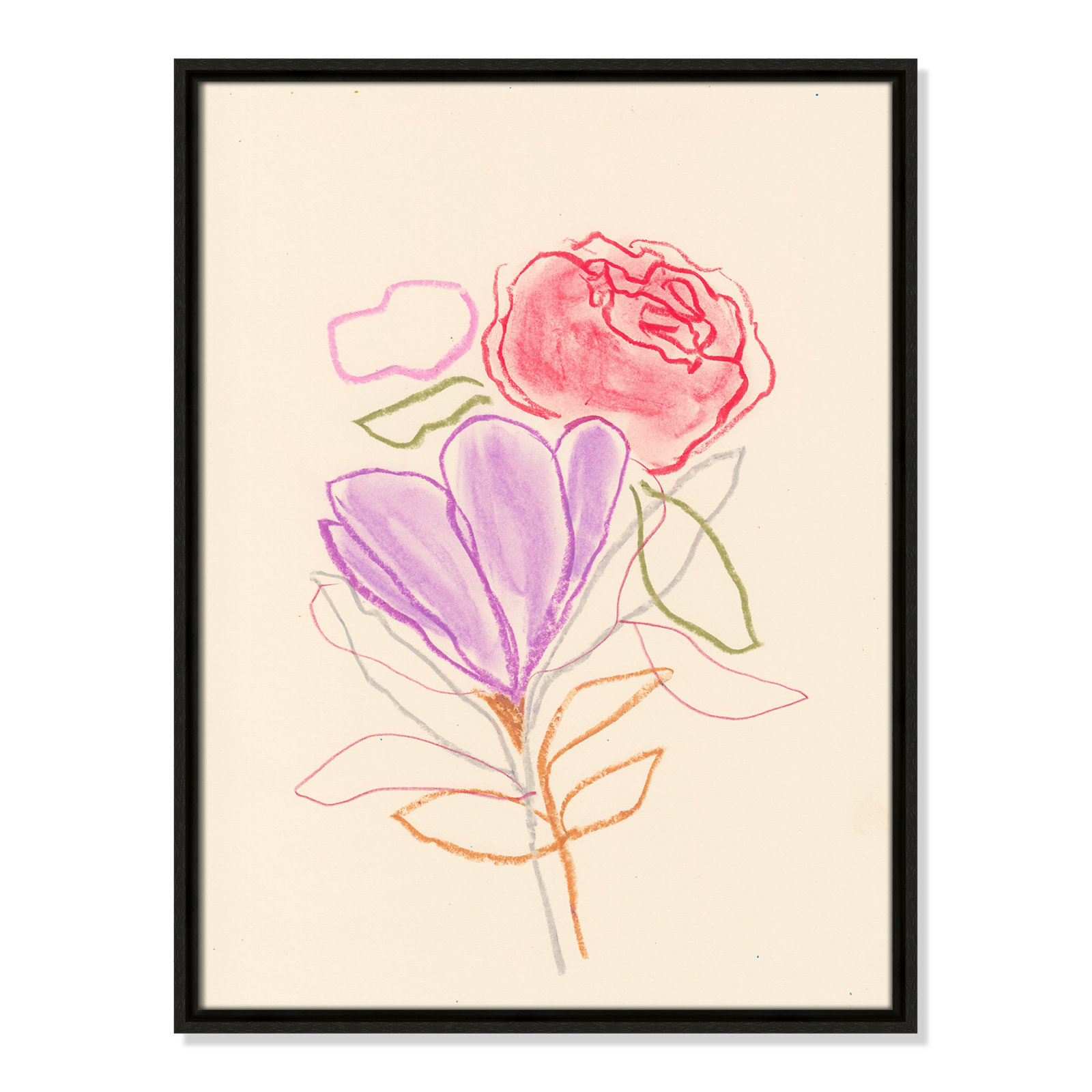 Simple Floral III Print by Bea Dina, Espresso Floater Framed Canvas, No Mat, 25.5" H x 19.5" W x 2" D