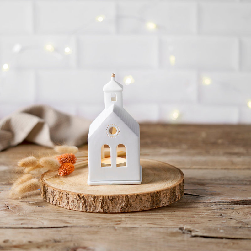 Porcelaine Village House Chapel, H 5,5 po x l 3,1 po x P 2,8 po