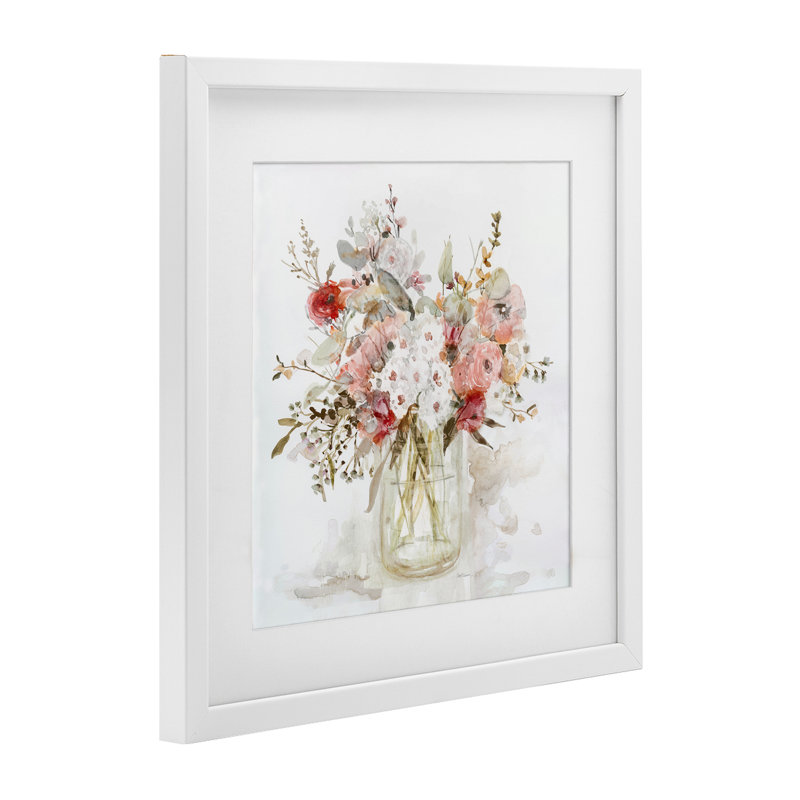 «Soft Blush Botanical Bouquet», reproduction encadrée sous verre, design par Carol Robinson, H 13 po x l 13 po