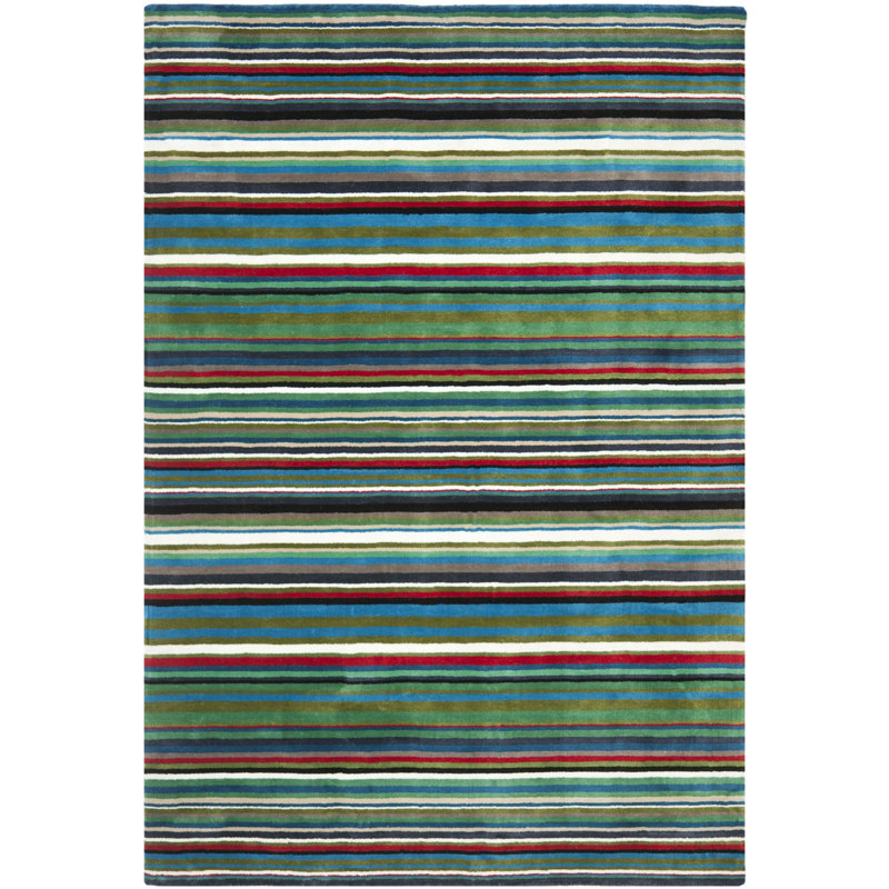 Tapis rayé en laine touffeté à la main Rodeo Drive Drive, Rectangle 8 pi x 11 pi