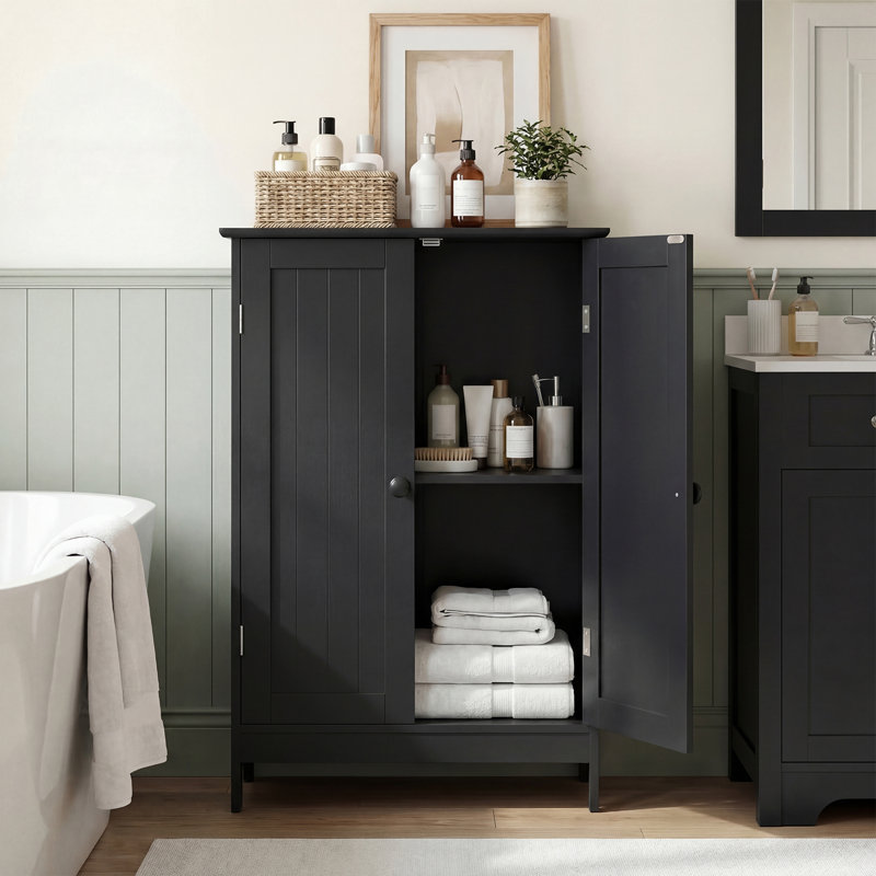 Armoire de salle de bain autoportante, Noir