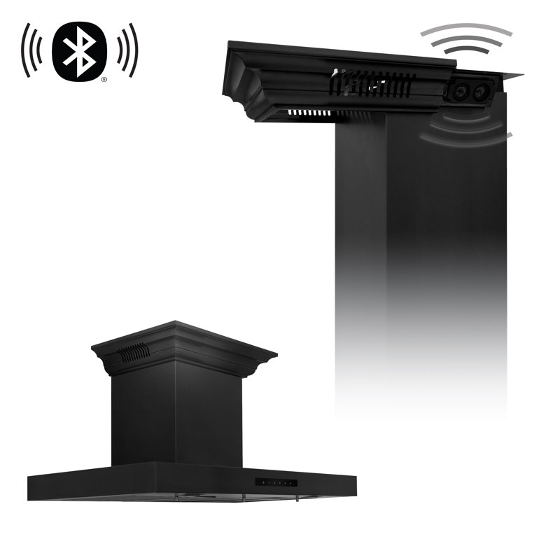 30" 400 CFM Ducted Wall Mount Range Hood, Black Stainless Steel, 30"