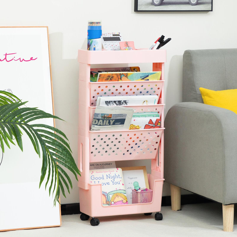 77cm H x 38cm W Book Cart, Pink