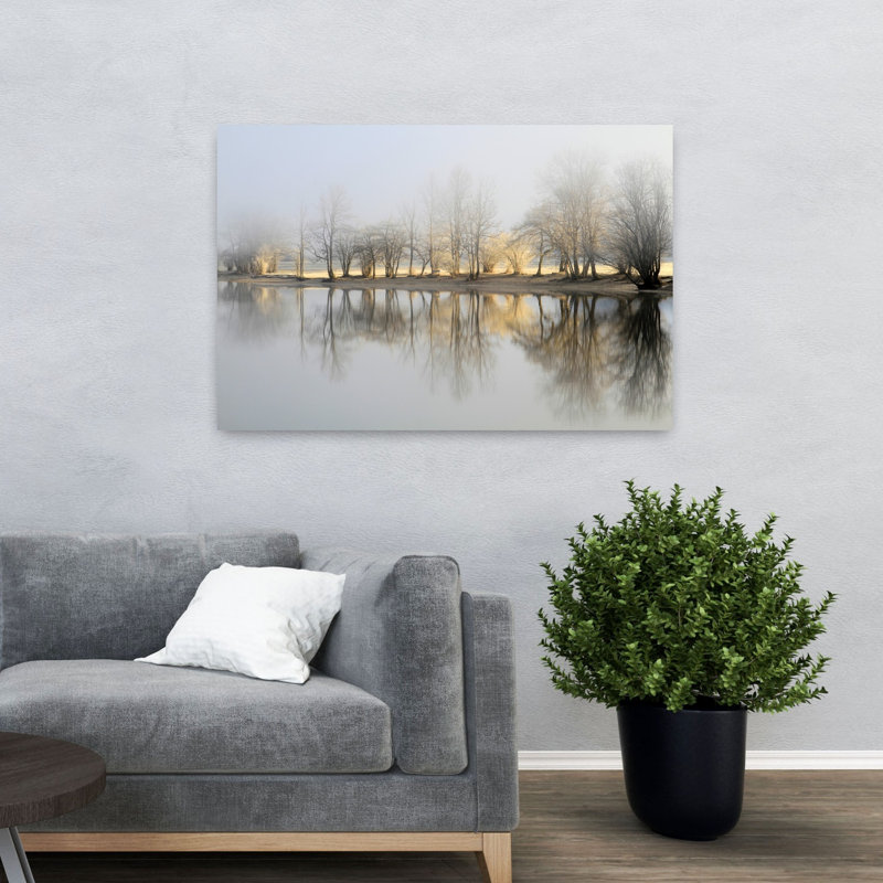 Bor - Art du paysage contemporain contemporain, paysage matinal abstrait, H 32 po x l 48 po