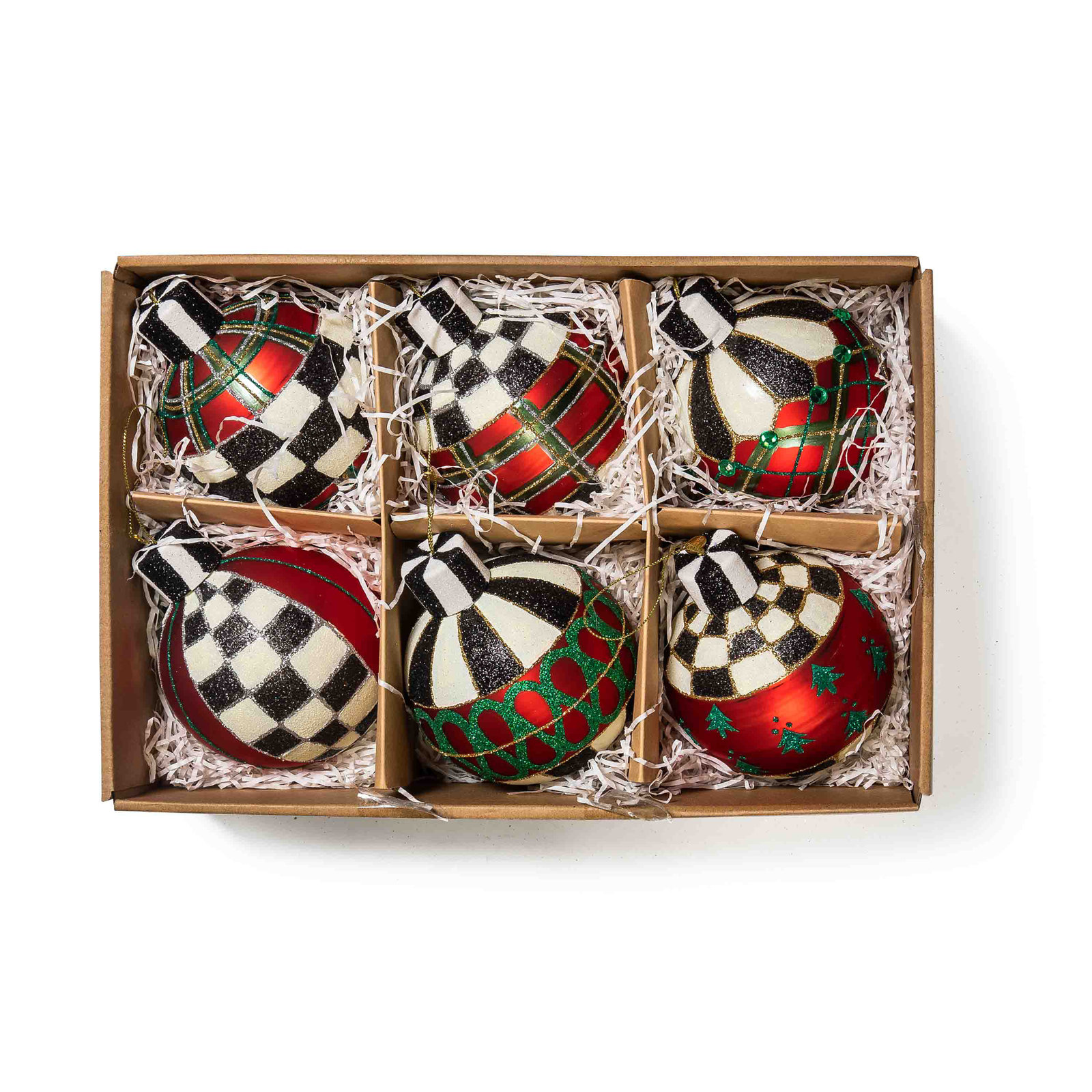 Tartan 6 Piece Ball Ornament Set