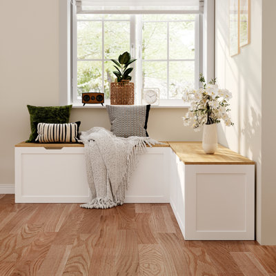 Modular L-Shaped Storage Bench With Hidden Shelf
