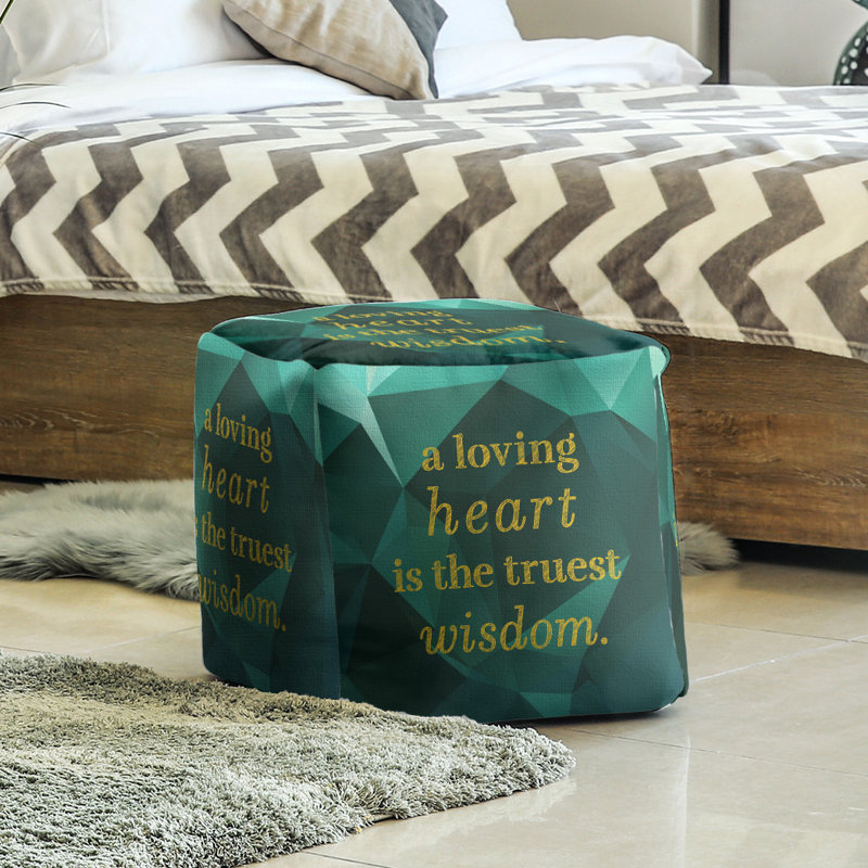 Upholstered Ottoman, Emerald/Gold