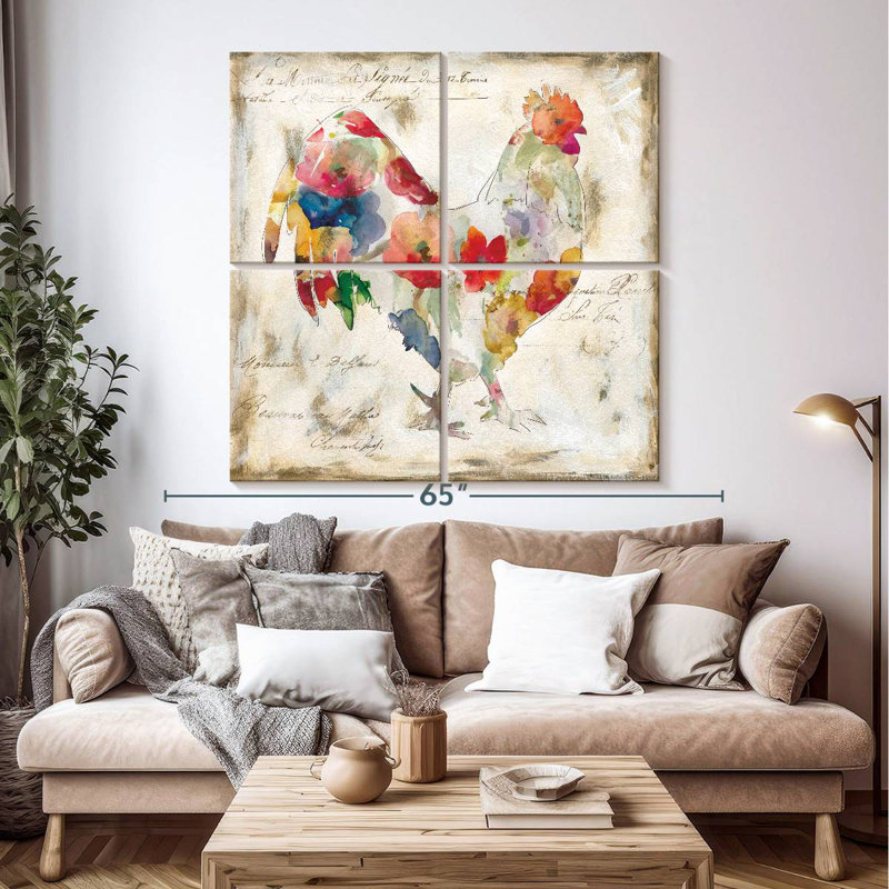 Brampt Flowered Rooster, 50" H x 50" W