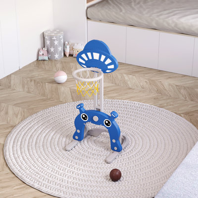 Living And Home Adjustable Height HDPE, PP Toddler Basketball Hoop with Basketball(s) Included