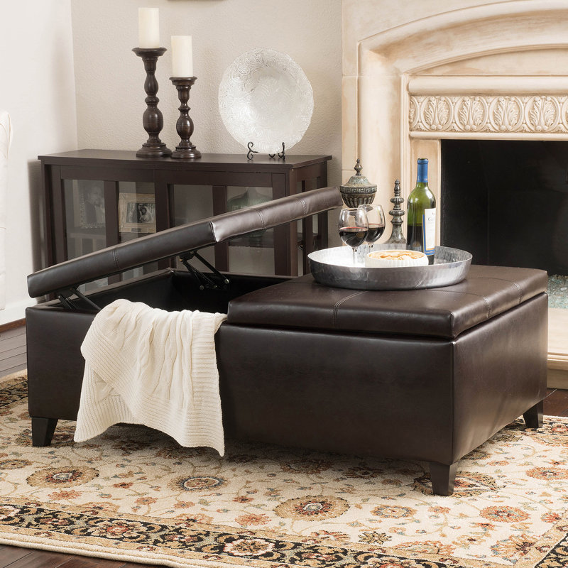 Contemporary Faux Leather Storage With Strong Solid Birch Frame Modern Spacious Within, Covered In And Wood