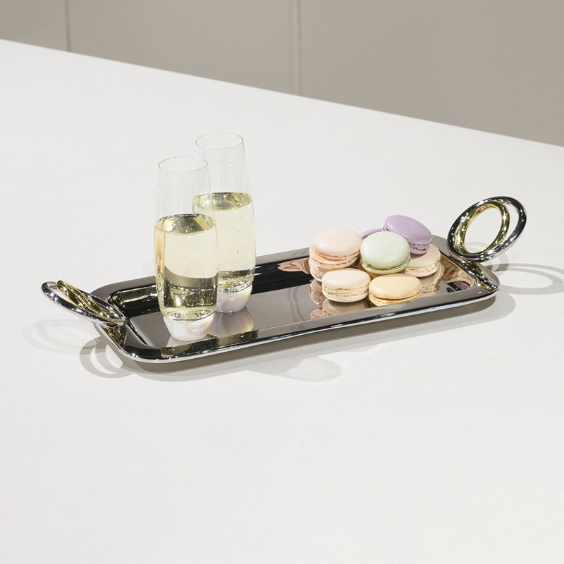 ANNA New York Ring Stainless Steel Tray, 2.5" H x 6.5" W x 17" D