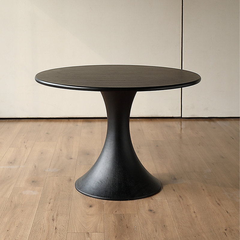 Black Round Solid Wood Dining table,  29.53"H x 39.37"L x 39.37"W