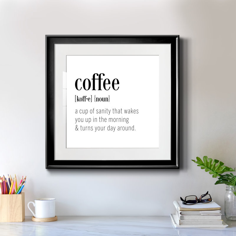 Coffee Définition - cadre photo, art textuel, Cadre noir, H 17,5 po x l 17,5 po x P 1,5 po