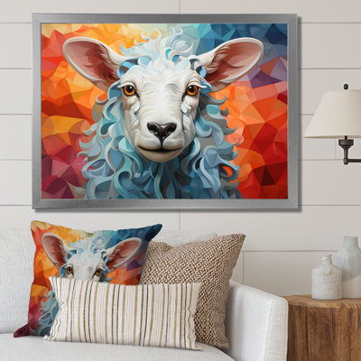 Sheep Serenity Geometric - Animals Canvas Prints