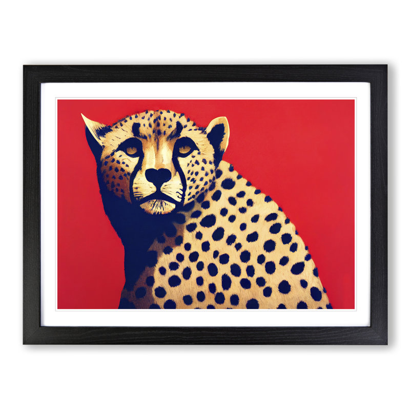 Elegant Cheetah - Single Picture Frame Painting, Black , 46cm H x 64cm W x 2cm D