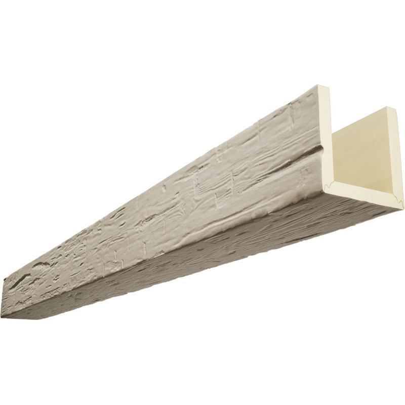 Poutre en imitation de bois taillée à la main à trois côtés (poutre en U), H 10 po x l 10 po, Sand Dune, L 22 po