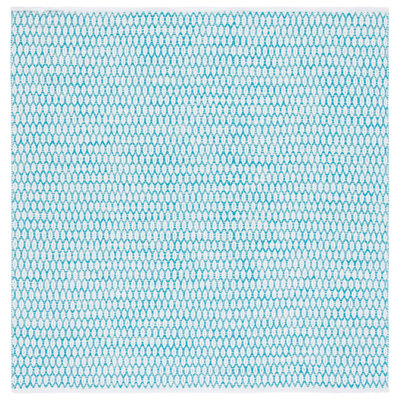 Tapis turquoise / ivoire en coton tissé à plat Modena